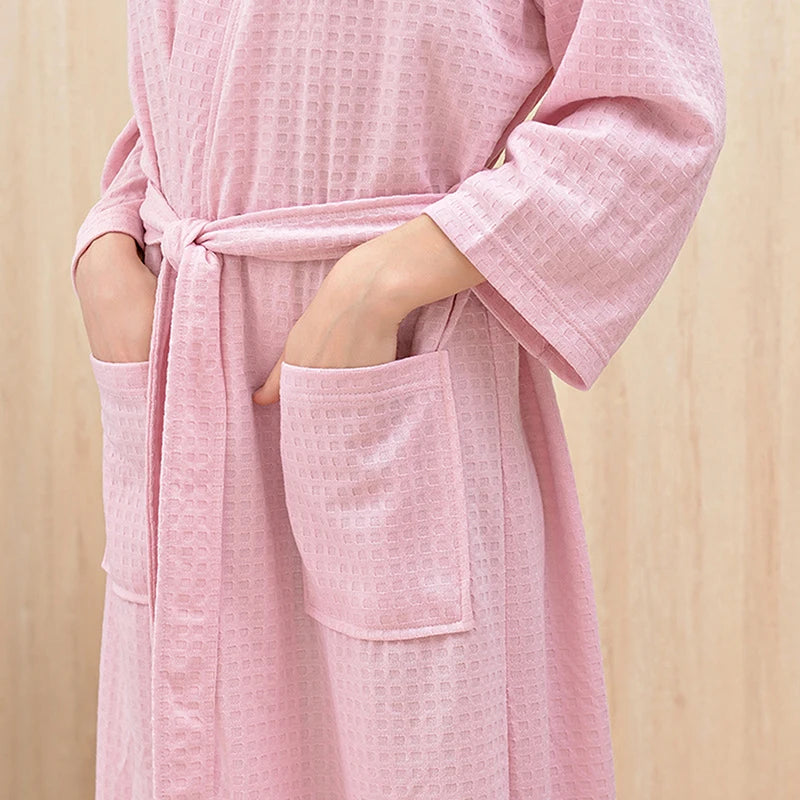 Lightweight Waffle Bathrobe – Breathable Comfort for Him & Her