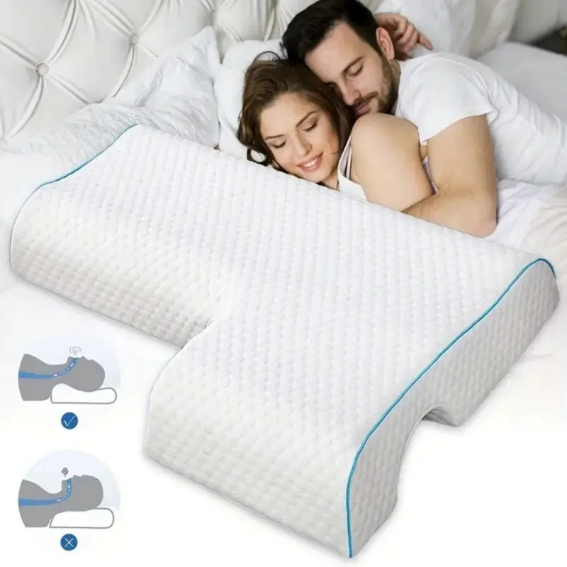 Arched Couples Cuddle Pillow – Memory Foam Comfort for Better Sleep Together