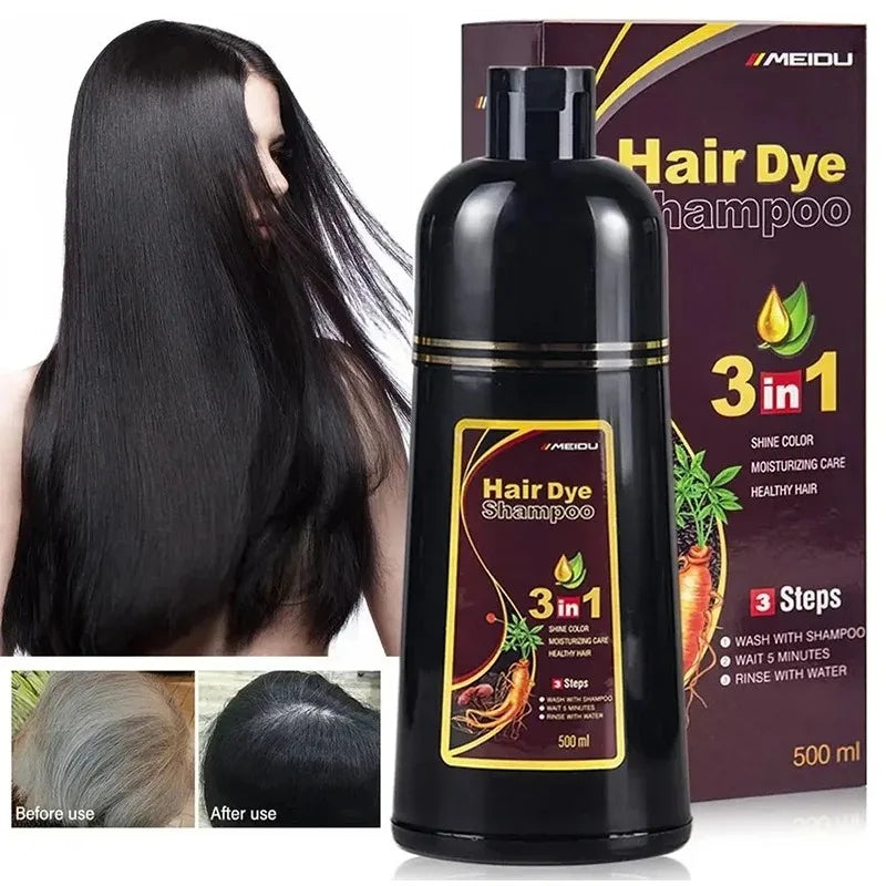3-in-1 Instant Hair Color Shampoo – Natural Black & Fashion Shades (500ml)