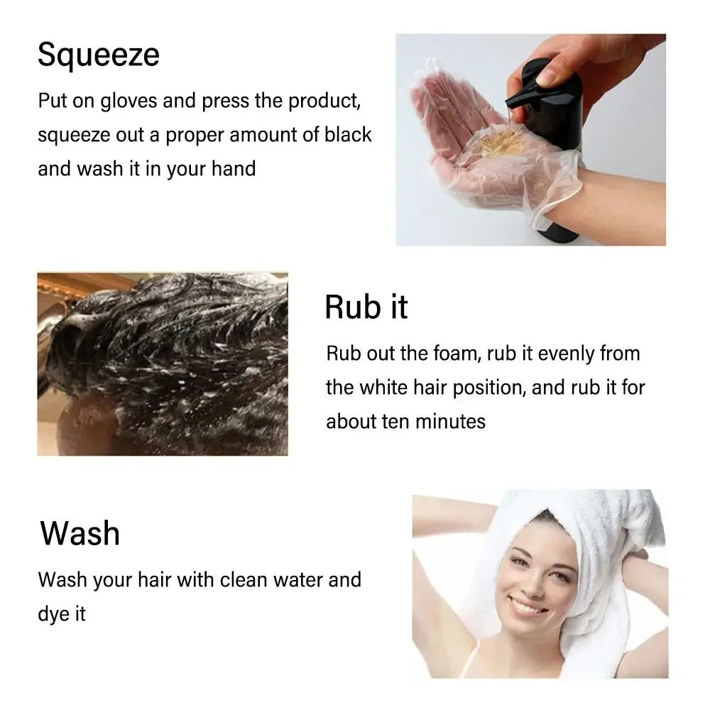 3-in-1 Instant Hair Color Shampoo – Natural Black & Fashion Shades (500ml)