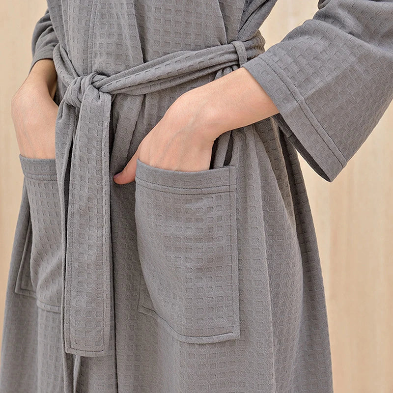 Lightweight Waffle Bathrobe – Breathable Comfort for Him & Her