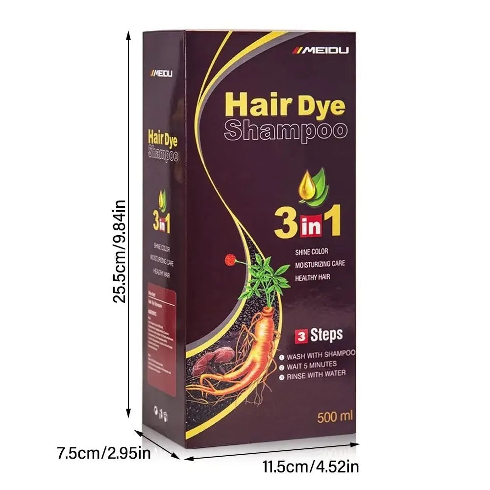 3-in-1 Instant Hair Color Shampoo – Natural Black & Fashion Shades (500ml)