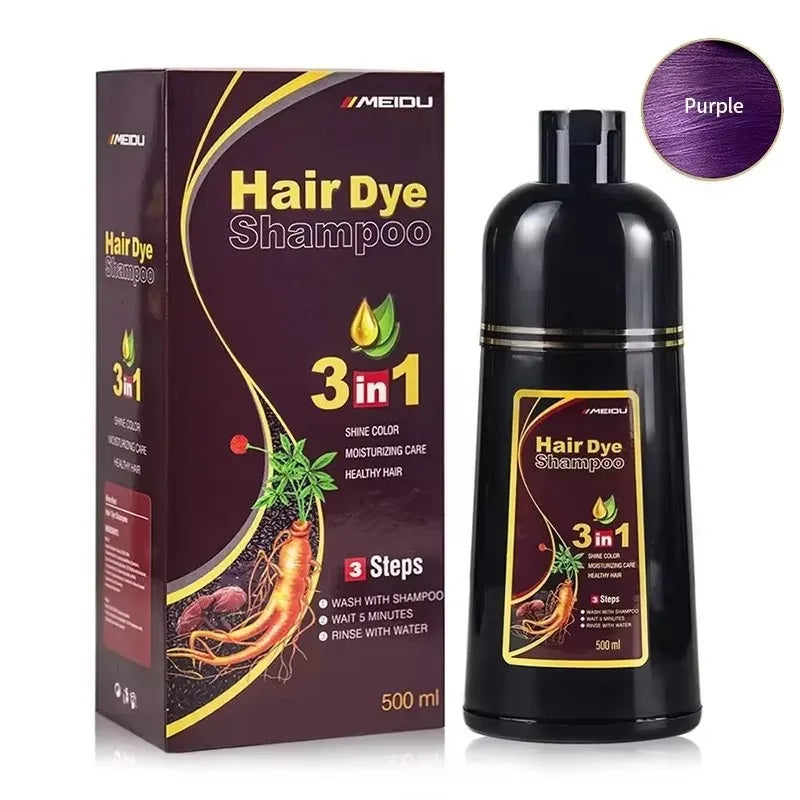 3-in-1 Instant Hair Color Shampoo – Natural Black & Fashion Shades (500ml)