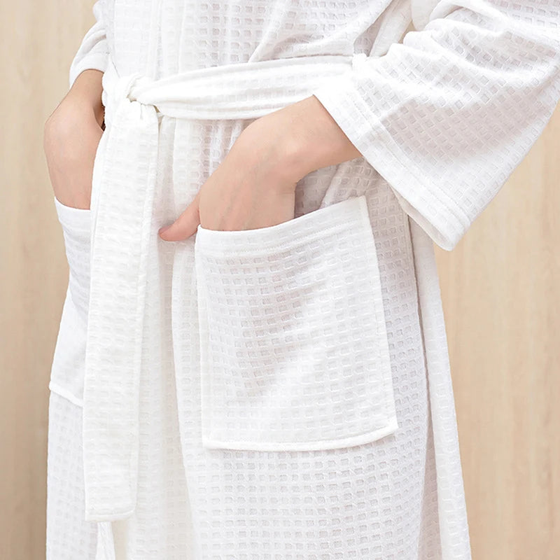 Lightweight Waffle Bathrobe – Breathable Comfort for Him & Her